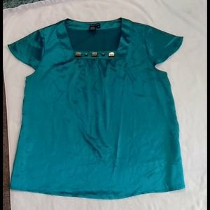 COPY - Women's blouse teal silk look 1X